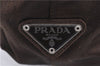 Authentic PRADA Satin Leather Plastic Tote Hand Bag Purse Brown H8151