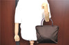 Authentic PRADA Satin Leather Plastic Tote Hand Bag Purse Brown H8151