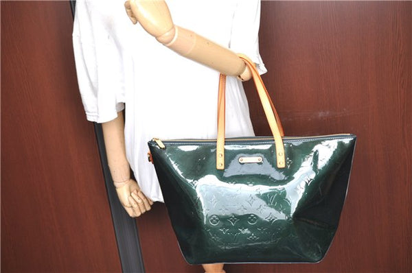 Authentic LOUIS VUITTON Vernis Bellevue GM Hand Bag Dark Green M93673 LV H8178