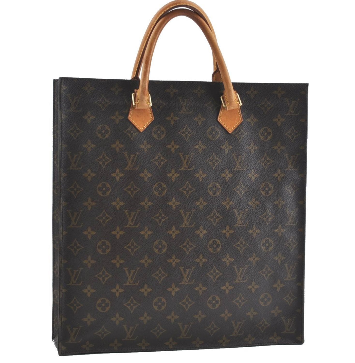 Authentic LOUIS VUITTON Monogram Sac Plat Hand Bag M51140 LV H8182