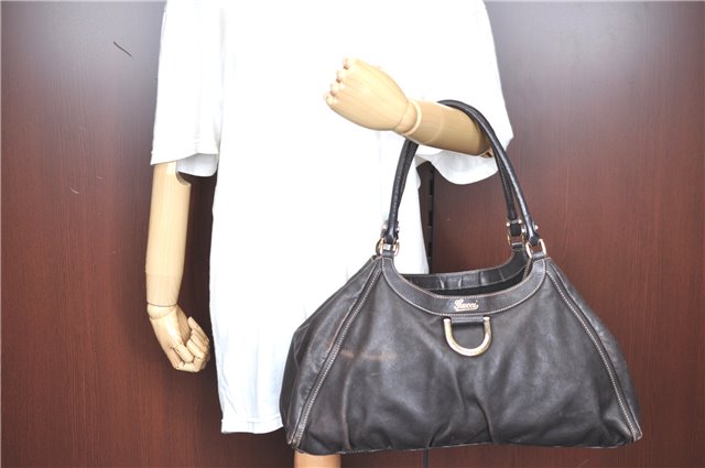 Authentic GUCCI Abbey Shoulder Hand Bag Leather 189835 Brown H8195