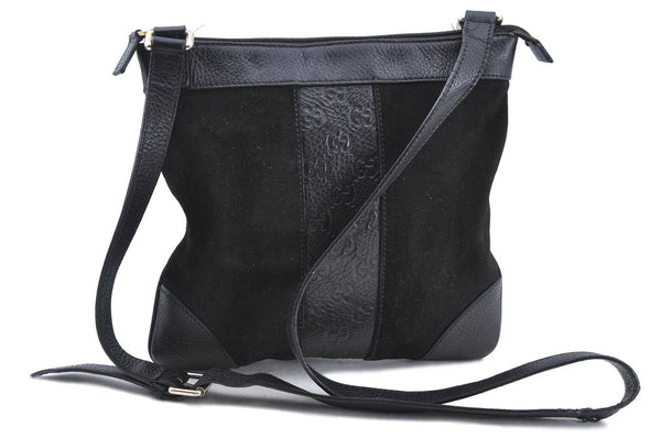 Authentic GUCCI GG Gucciss Suede Leather Shoulder Cross Bag 272396 Black H8201
