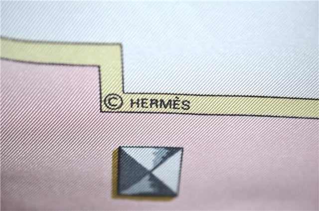 Authentic HERMES Carre 90 Scarf Keys Tassel Motif Silk Light Pink Box H8202