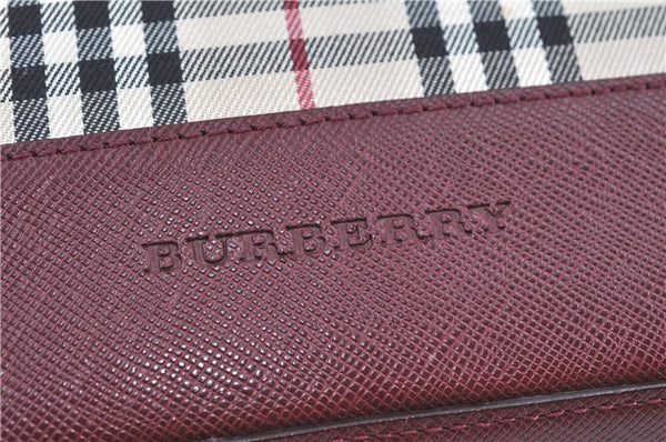 Authentic BURBERRY Nova Check Shoulder Tote Bag Canvas Leather Beige Red H8220