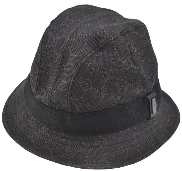 Authentic GUCCI Bucket Hat GG Canvas Size L 030367 Brown H8223