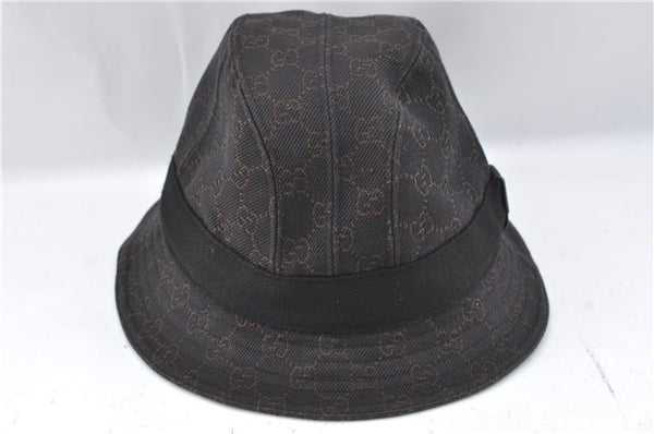 Authentic GUCCI Bucket Hat GG Canvas Size L 030367 Brown H8223