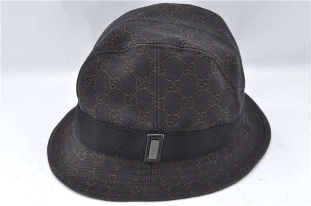 Authentic GUCCI Bucket Hat GG Canvas Size L 030367 Brown H8223