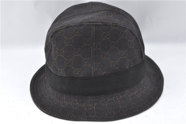 Authentic GUCCI Bucket Hat GG Canvas Size L 030367 Brown H8223