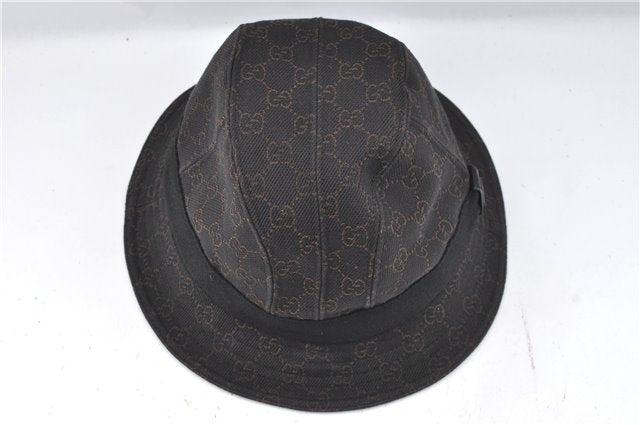 Authentic GUCCI Bucket Hat GG Canvas Size L 030367 Brown H8223