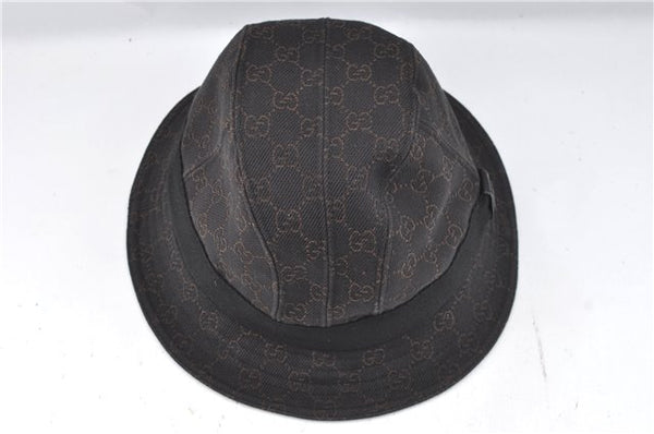 Authentic GUCCI Bucket Hat GG Canvas Size L 030367 Brown H8223