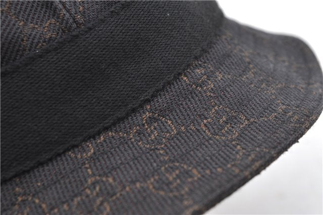 Authentic GUCCI Bucket Hat GG Canvas Size L 030367 Brown H8223