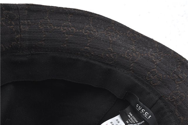 Authentic GUCCI Bucket Hat GG Canvas Size L 030367 Brown H8223