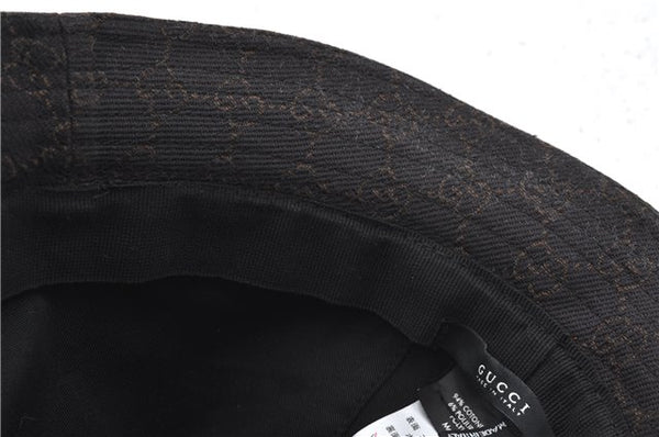 Authentic GUCCI Bucket Hat GG Canvas Size L 030367 Brown H8223