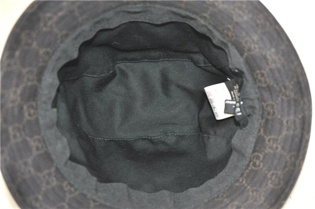 Authentic GUCCI Bucket Hat GG Canvas Size L 030367 Brown H8223