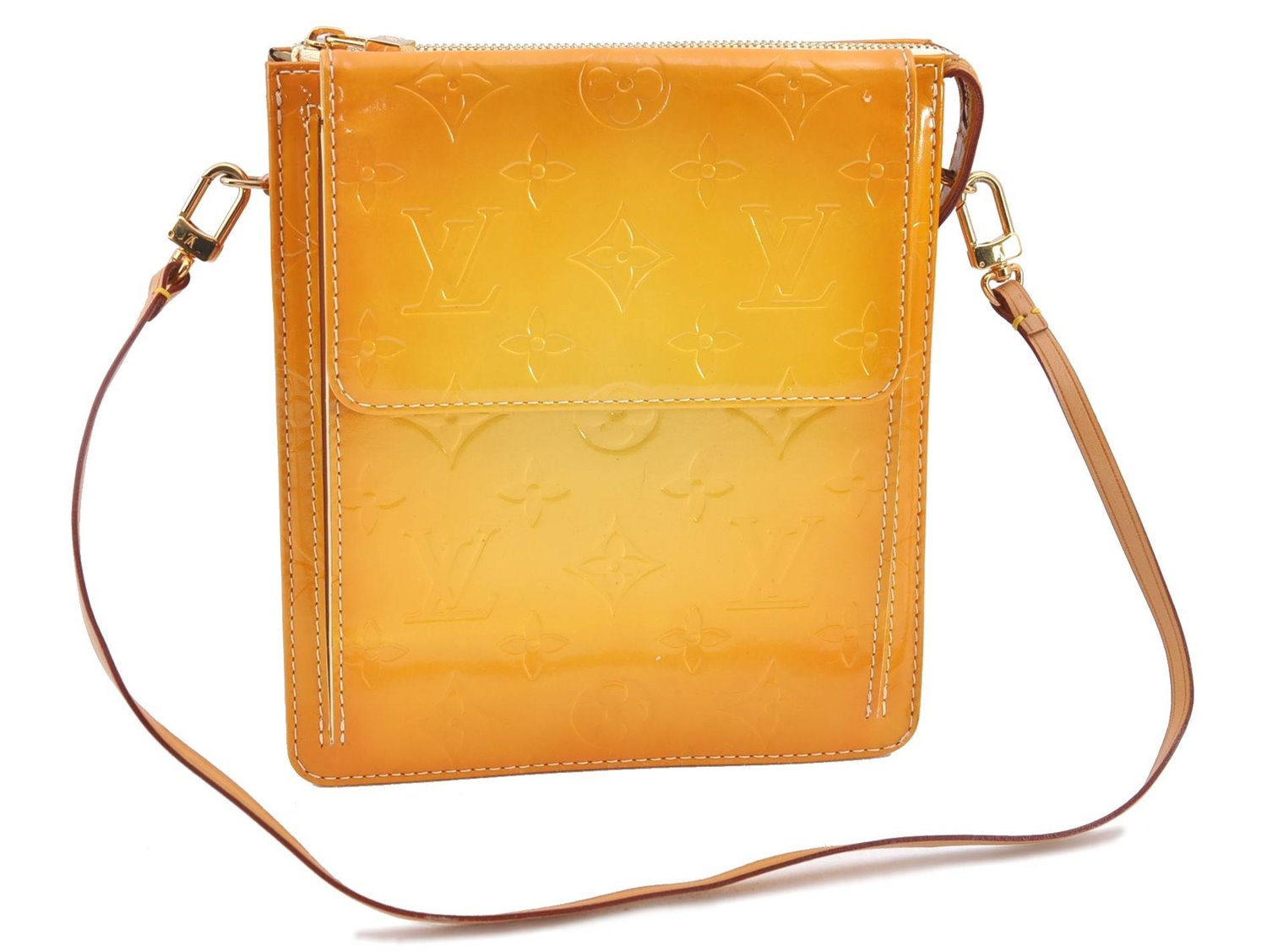 Auth LOUIS VUITTON Monogram Vernis Mott Shoulder Hand Bag Yellow M91059 LV H8225