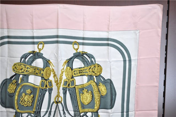 Authentic HERMES Carre 90 Scarf "BRIDES de GALA" Silk Light Pink H8229