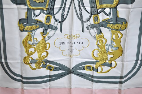 Authentic HERMES Carre 90 Scarf "BRIDES de GALA" Silk Light Pink H8229