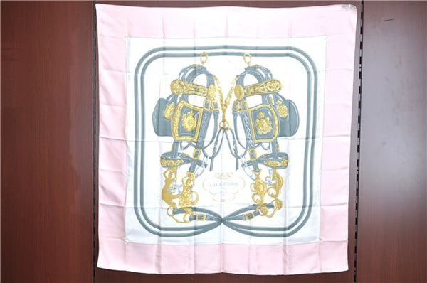 Authentic HERMES Carre 90 Scarf "BRIDES de GALA" Silk Light Pink H8229