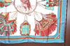 Authentic HERMES Carre 90 Scarf "GUIRS DU DESERT" Silk Light Blue H8232