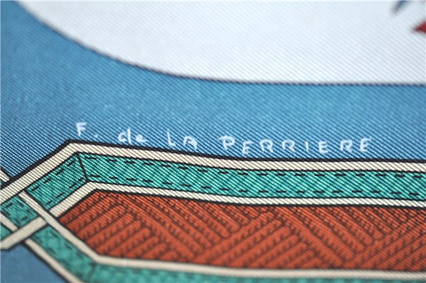 Authentic HERMES Carre 90 Scarf "GUIRS DU DESERT" Silk Light Blue H8232