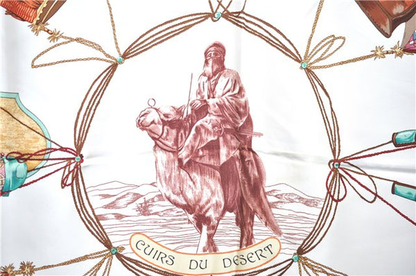 Authentic HERMES Carre 90 Scarf "GUIRS DU DESERT" Silk Light Blue H8232