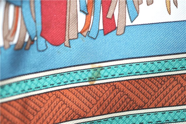 Authentic HERMES Carre 90 Scarf "GUIRS DU DESERT" Silk Light Blue H8232