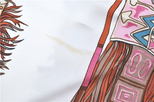 Authentic HERMES Carre 90 Scarf "GUIRS DU DESERT" Silk Light Blue H8232