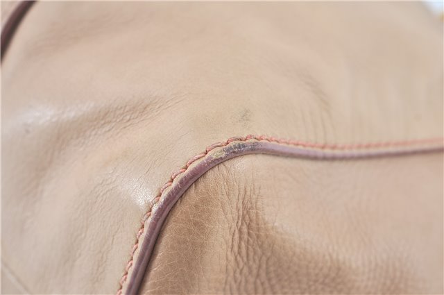 Authentic MIU MIU Leather 2Way Shoulder Hand Bag Beige H8243