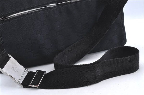 Authentic GUCCI Waist Body Bag GG Canvas Leather 28566 Black H8251