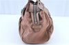 Authentic Ferragamo Gancini Leather Shoulder Tote Bag Brown Pink H8268