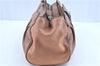 Authentic Ferragamo Gancini Leather Shoulder Tote Bag Brown Pink H8268