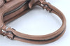 Authentic Ferragamo Gancini Leather Shoulder Tote Bag Brown Pink H8268