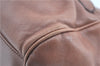 Authentic Ferragamo Gancini Leather Shoulder Tote Bag Brown Pink H8268