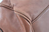 Authentic Ferragamo Gancini Leather Shoulder Tote Bag Brown Pink H8268