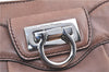 Authentic Ferragamo Gancini Leather Shoulder Tote Bag Brown Pink H8268