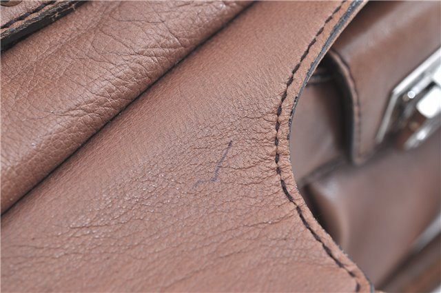 Authentic Ferragamo Gancini Leather Shoulder Tote Bag Brown Pink H8268