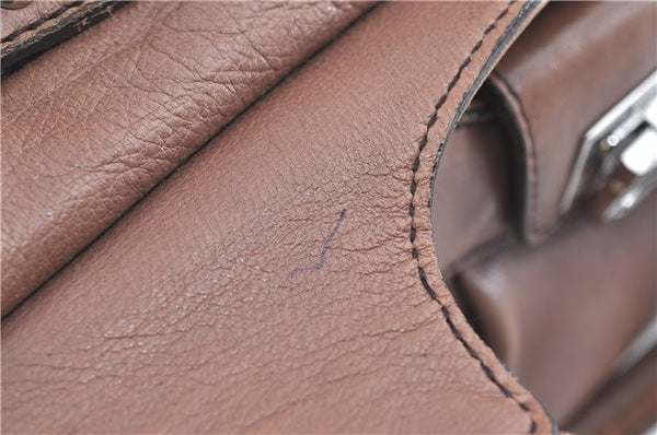 Authentic Ferragamo Gancini Leather Shoulder Tote Bag Brown Pink H8268