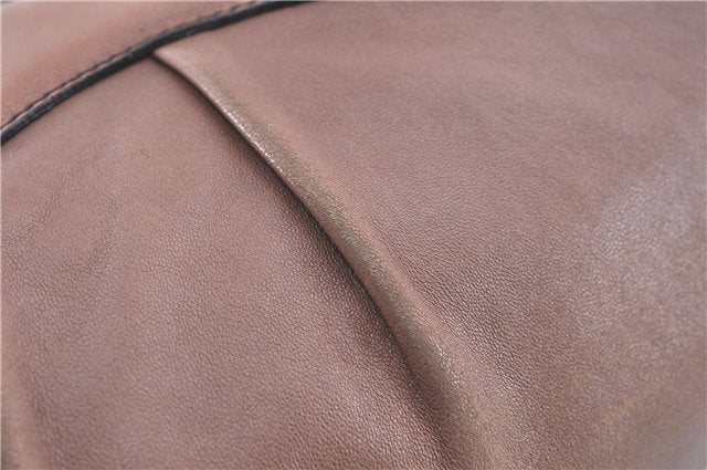 Authentic Ferragamo Gancini Leather Shoulder Tote Bag Brown Pink H8268