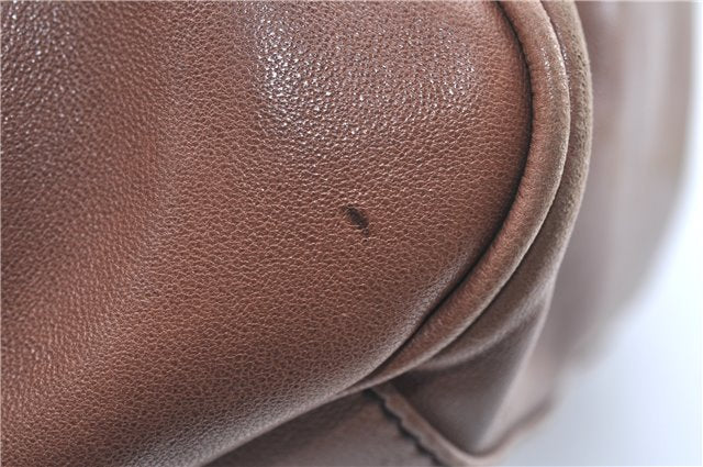 Authentic Ferragamo Gancini Leather Shoulder Tote Bag Brown Pink H8268