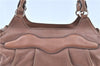 Authentic Ferragamo Gancini Leather Shoulder Tote Bag Brown Pink H8268
