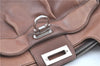 Authentic Ferragamo Gancini Leather Shoulder Tote Bag Brown Pink H8268