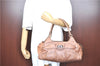 Authentic Ferragamo Gancini Leather Shoulder Tote Bag Brown Pink H8268
