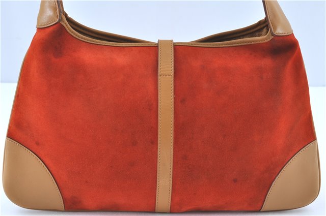 Auth GUCCI Bamboo Kandinsky Shoulder Hand Bag Suede Leather 0014060 Orange H8285