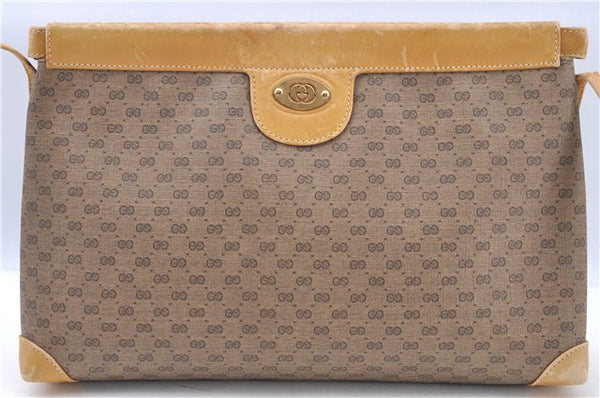 Authentic GUCCI Micro GG PVC Leather Shoulder Cross Bag Brown Junk H8286