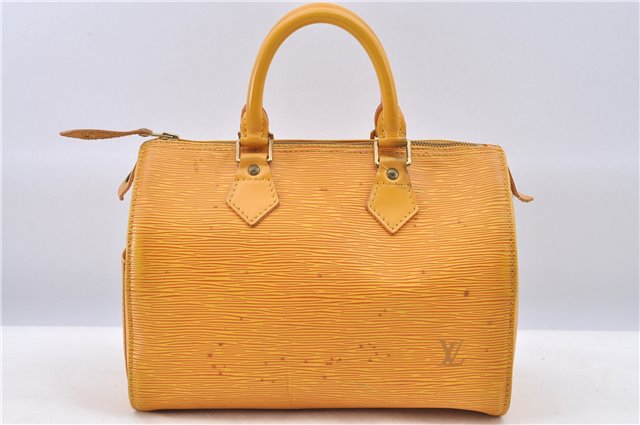 Authentic Louis Vuitton Epi Speedy 25 Hand Bag Yellow M43019 LV H8384