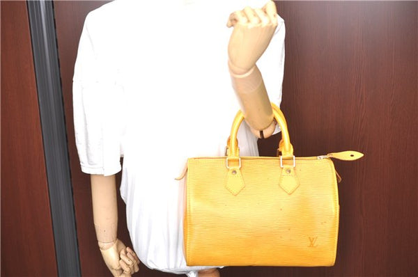 Authentic Louis Vuitton Epi Speedy 25 Hand Bag Yellow M43019 LV H8384