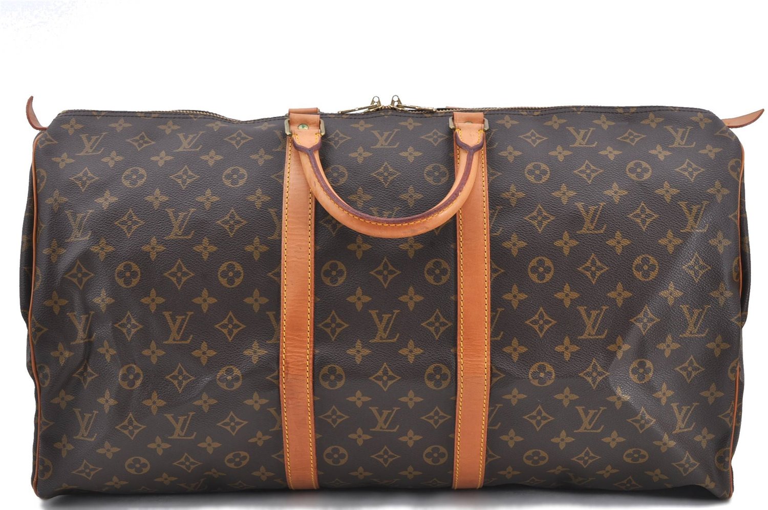 Authentic Louis Vuitton Monogram Keepall 55 Boston Bag M41424 LV H8415