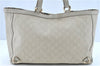 Authentic GUCCI Abbey Guccissima Shoulder Tote Bag GG Leather 141472 Ivory H8443