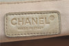 Authentic CHANEL Chocolate Bar Canvas Lamb Skin Chain Tote Bag Beige CC H8486