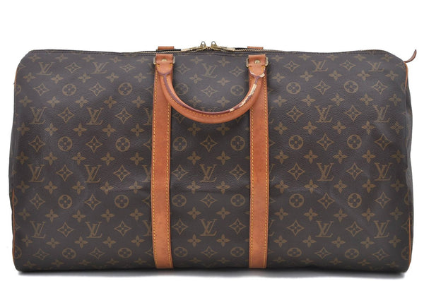 Authentic Louis Vuitton Monogram Keepall 55 Boston Bag M41424 LV H8494